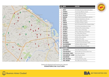 Mapa de corsos de la ciudad de Buenos Aires 2016