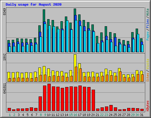 Daily usage for August 2020