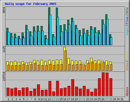 Daily usage for February 2021