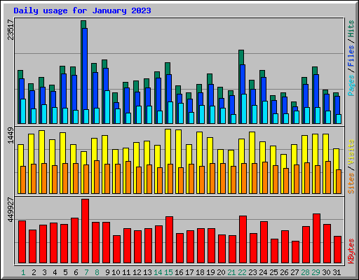 Daily usage for January 2023