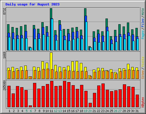 Daily usage for August 2023