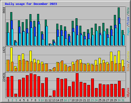 Daily usage for December 2023